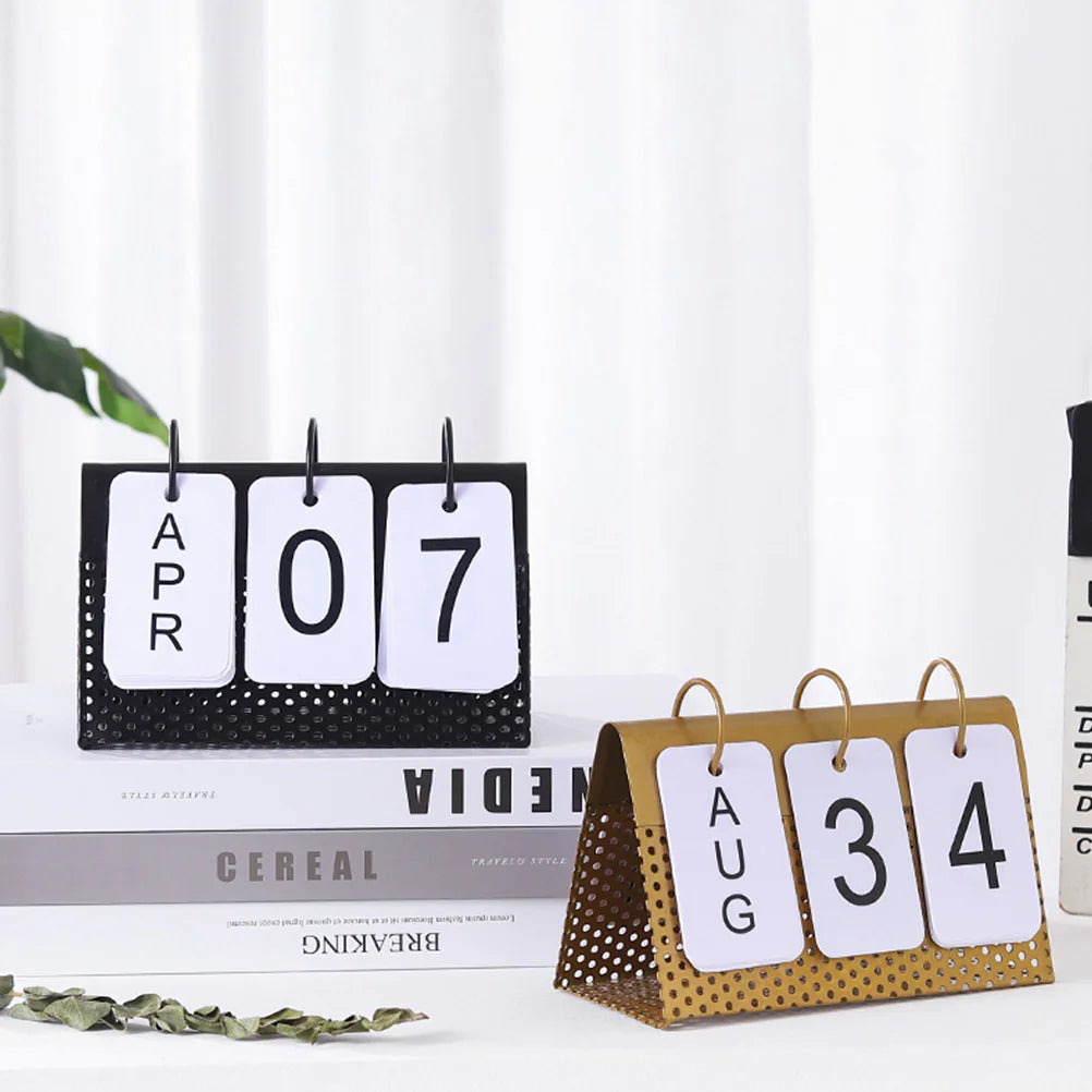 Perpetual Desktop Calendar – Minimalist Modern Metal Desk Organizer & Office Decor for Focused Work