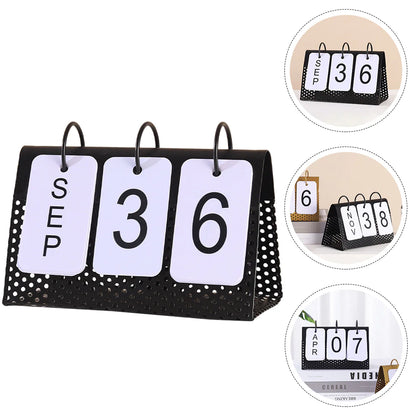 Perpetual Desktop Calendar – Minimalist Modern Metal Desk Organizer & Office Decor for Focused Work