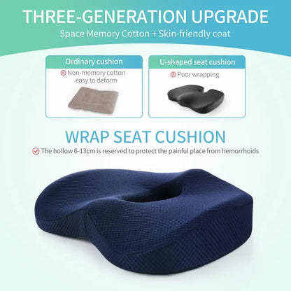 Memory Foam Buttocks Cushion - 16.5in x 13in x 2.7in