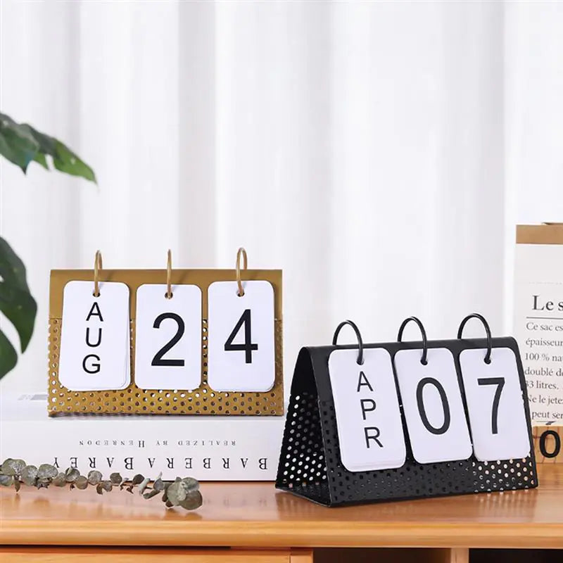 Perpetual Desktop Calendar – Minimalist Modern Metal Desk Organizer & Office Decor for Focused Work