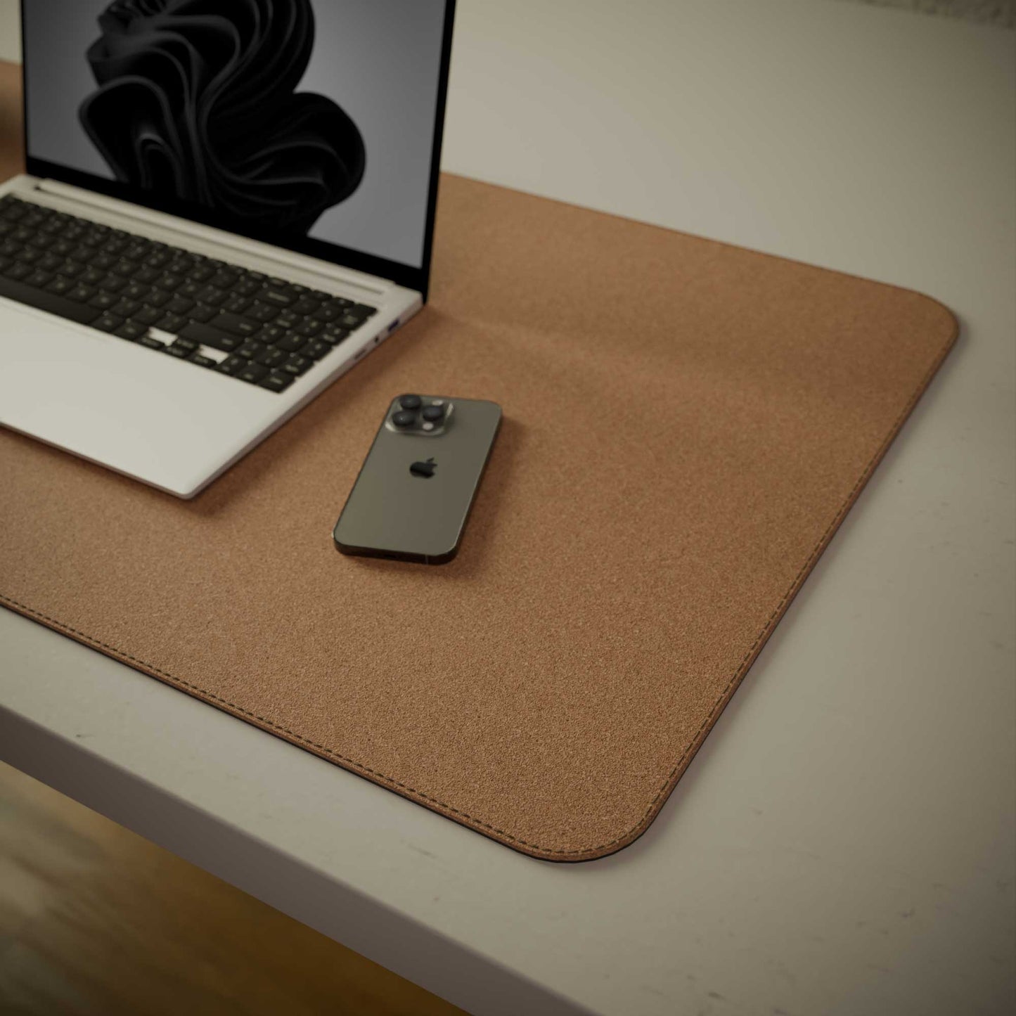 Waterproof Cork-Leather Desk Mat - Natural, Double-Sided, Skin-Friendly