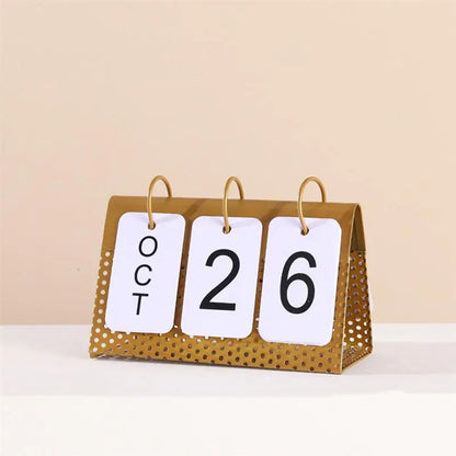 Perpetual Desktop Calendar – Minimalist Modern Metal Desk Organizer & Office Decor for Focused Work