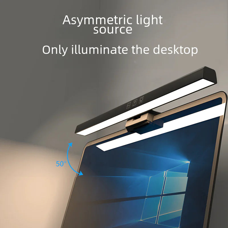 Asymmetrical Anti-Blue Light LED Desk Lamp – Eye-Care Office Light with Dimmable Brightness, Adjustable Color Temperature, Touch Control & 60-Minute Timer