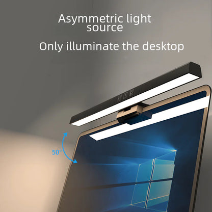 Asymmetrical Anti-Blue Light LED Desk Lamp – Eye-Care Office Light with Dimmable Brightness, Adjustable Color Temperature, Touch Control & 60-Minute Timer