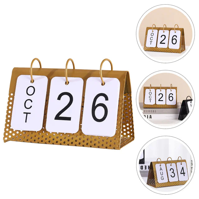 Perpetual Desktop Calendar – Minimalist Modern Metal Desk Organizer & Office Decor for Focused Work