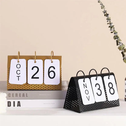 Perpetual Desktop Calendar – Minimalist Modern Metal Desk Organizer & Office Decor for Focused Work